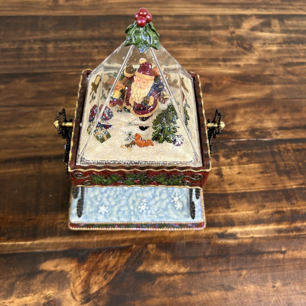 Rotating Pyramid Water Globe Christmas Santa Snowman‎ with Box. Kirkland Brand